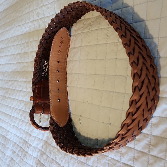 BRIGHTON Women’s Braided Cognac Woven Leather Belt 30 - Picture 3 of 4